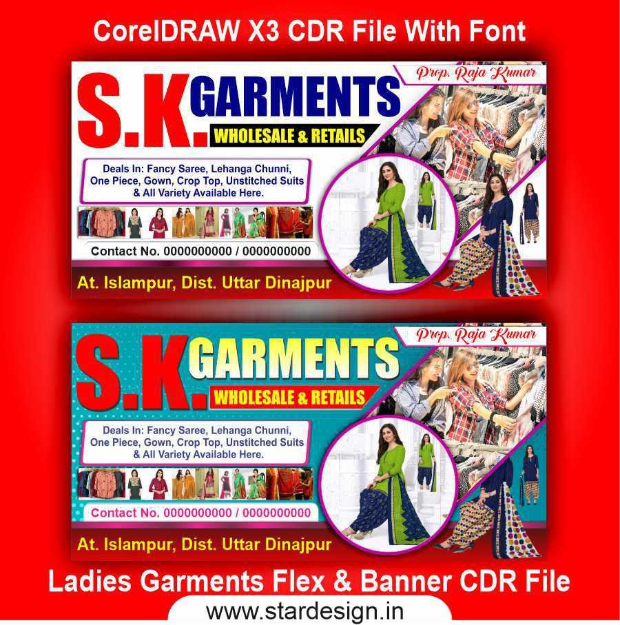 Ladies Garments Flex And Banner CDR File - Star Design