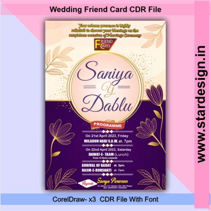 Wedding Friend Card CDR File