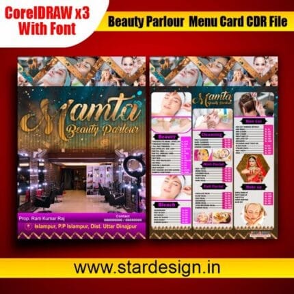 Beauty Parlour Menu Card CDR File