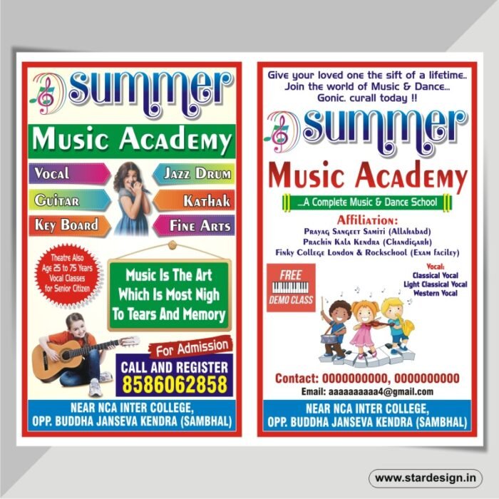New Music Academy Classes Poster Design Cdr File