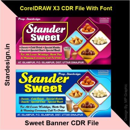 sweet shop flex design cdr file with fonts