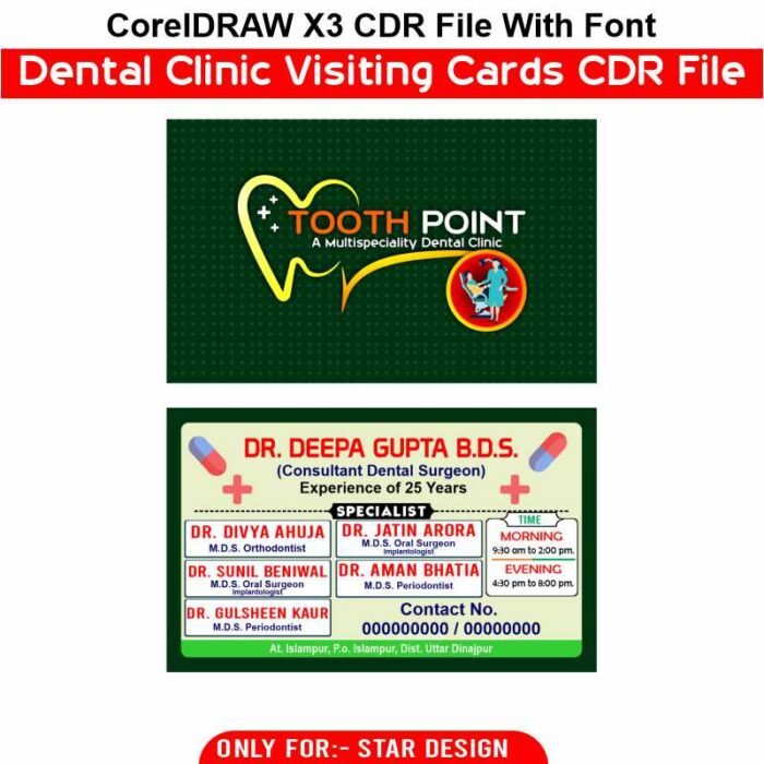 Dental Clinic Visiting Cards CDR File