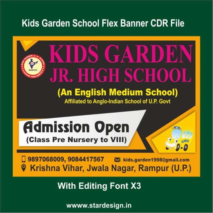 Kids Garden School Flex Banner CDR File