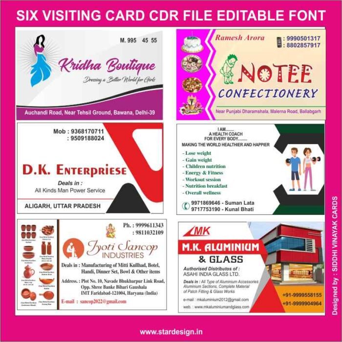 SIX VISITING CARD CDR FILE