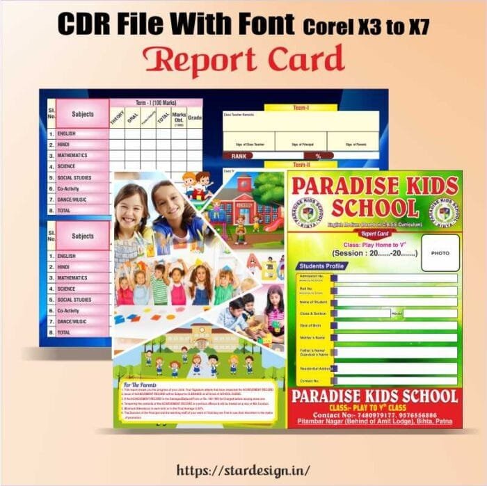 School Report Card Design 2024 Open In Corel Draw Version up to 12 all Font Yes Fully Editable