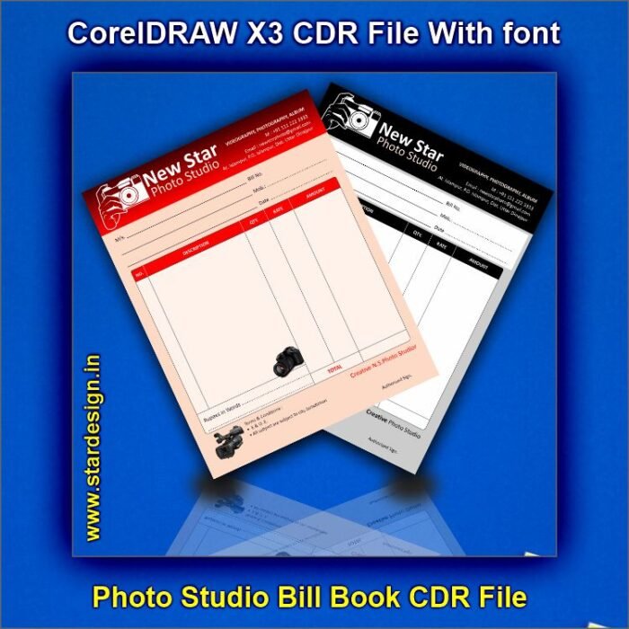 Photo Studio Bill Book CDR File