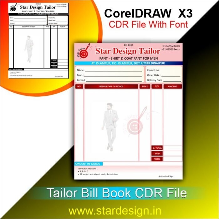 Tailor Bill Book CDR File