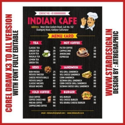 Cafe shop menu design latest