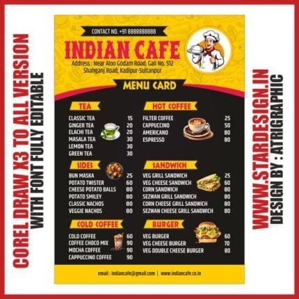 Cafe shop menu design latest