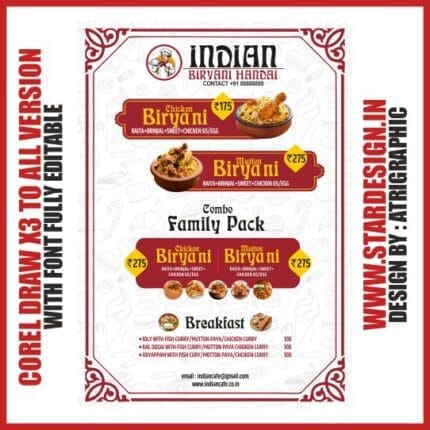 Biryani shop menu design latest