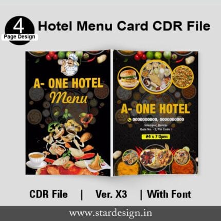 Hotel Menu Card CDR File