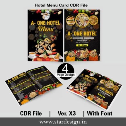 Hotel Menu Card CDR File - Star Design
