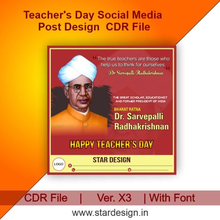 Teacher's Day Social Media Post Design CDR File 2