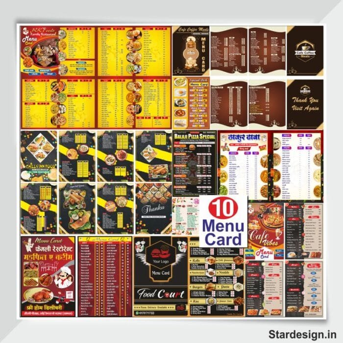 10 Menu Card Design Package cdr File