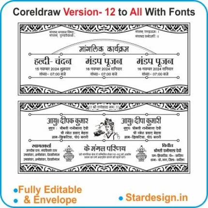 Fancy Shadi Card Hindi Matter Cdr