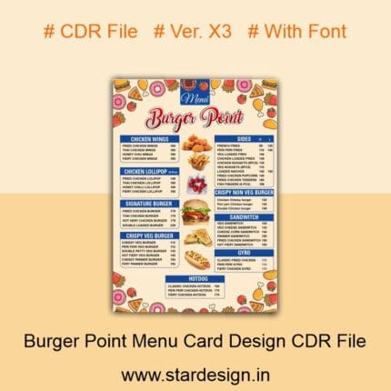 Burger Point Menu Card Design CDR File