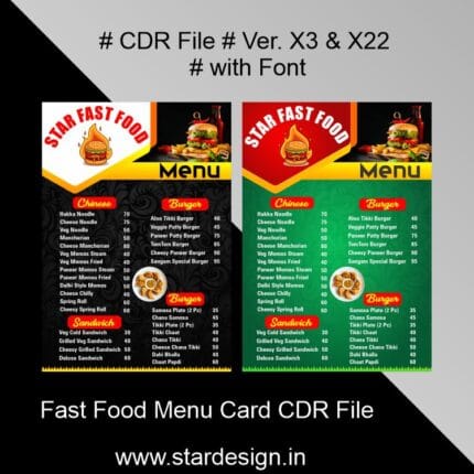 Fast Food Menu Card Design CDR File