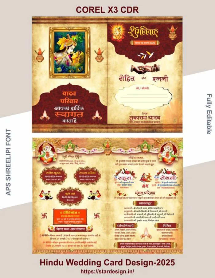 Hindu Wedding Card Multicolore 2025