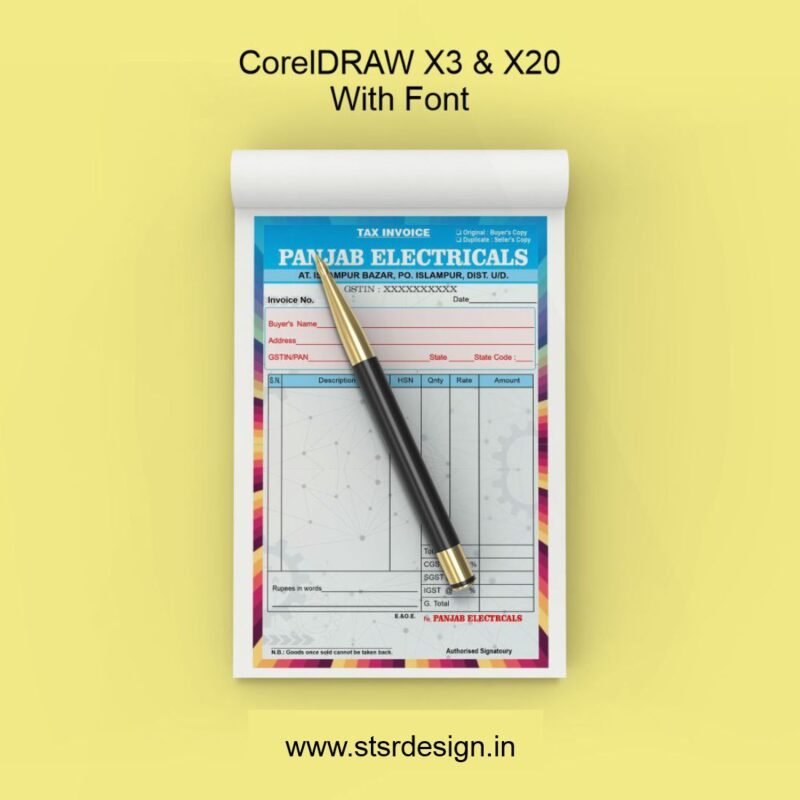 Electricals GST Bill Book Design CDR File