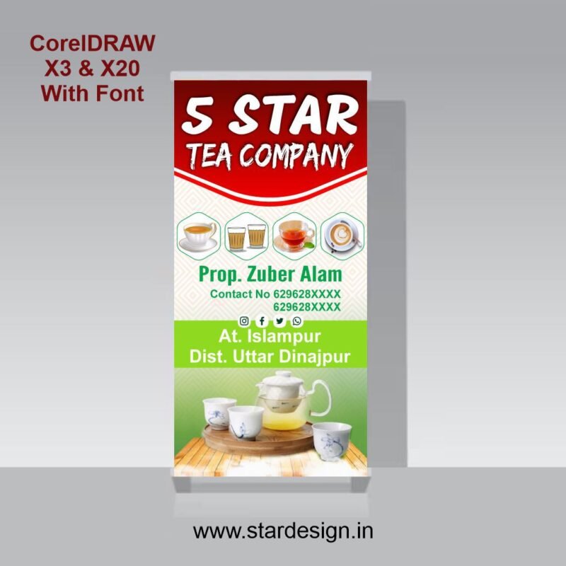 Creative Ramadan Poster Design Ideas for 2025: CDR Files and More 68 Tea Company Stand Banner CDR File