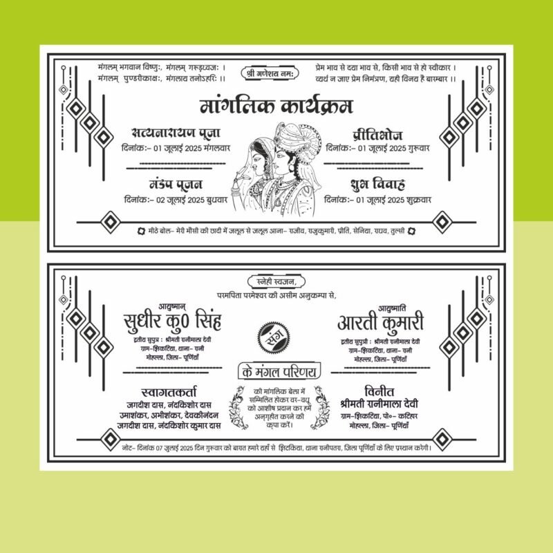 Premium Hindu Wedding Card Design Cdr