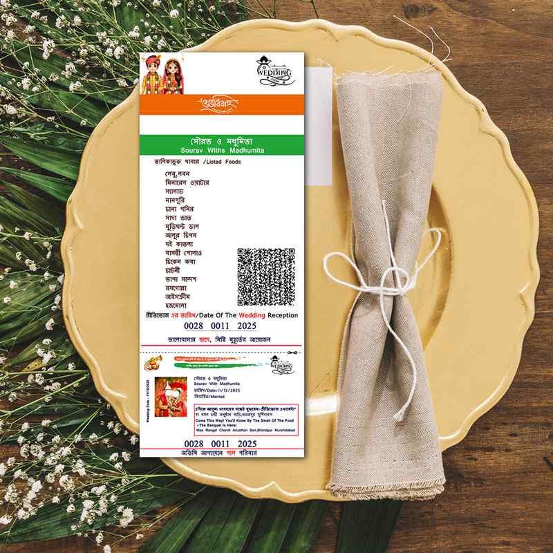 st_11zon Aadhar Card Style Wedding Bengali Menu Card PSD_ON