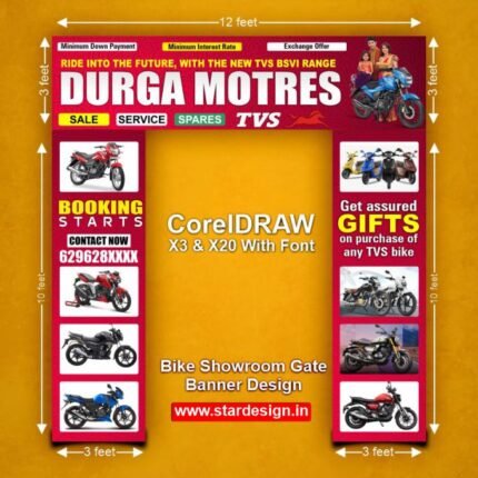Bike Showroom Gate Banner Design CDR File