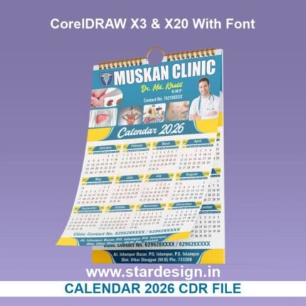 Doctor Clinic Calendar 2026 Design CDR File