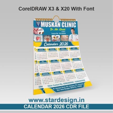 Docter Clinic Calender 2026 Design CDR File