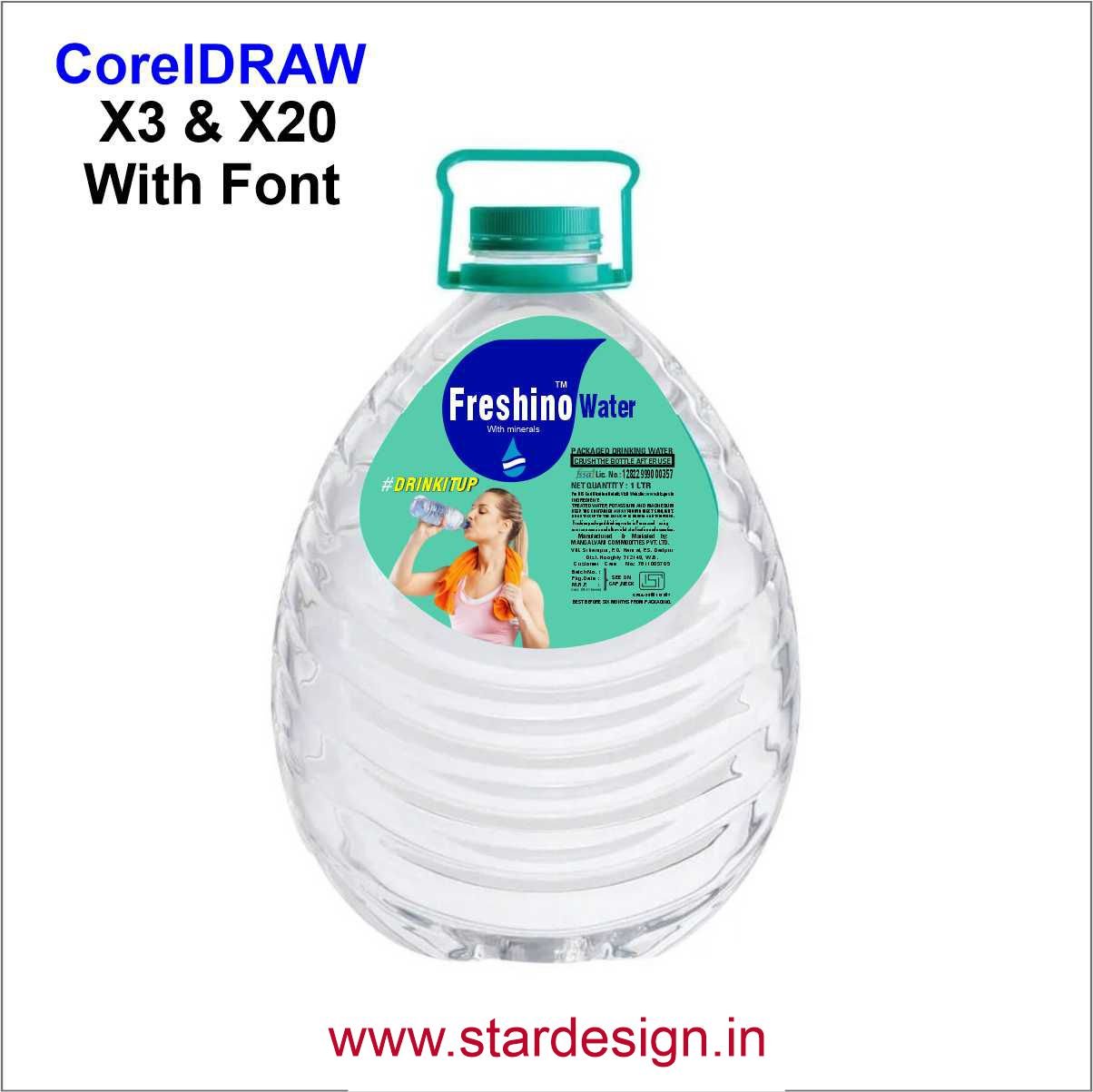 Freshino Water Jar Label Design CDR File