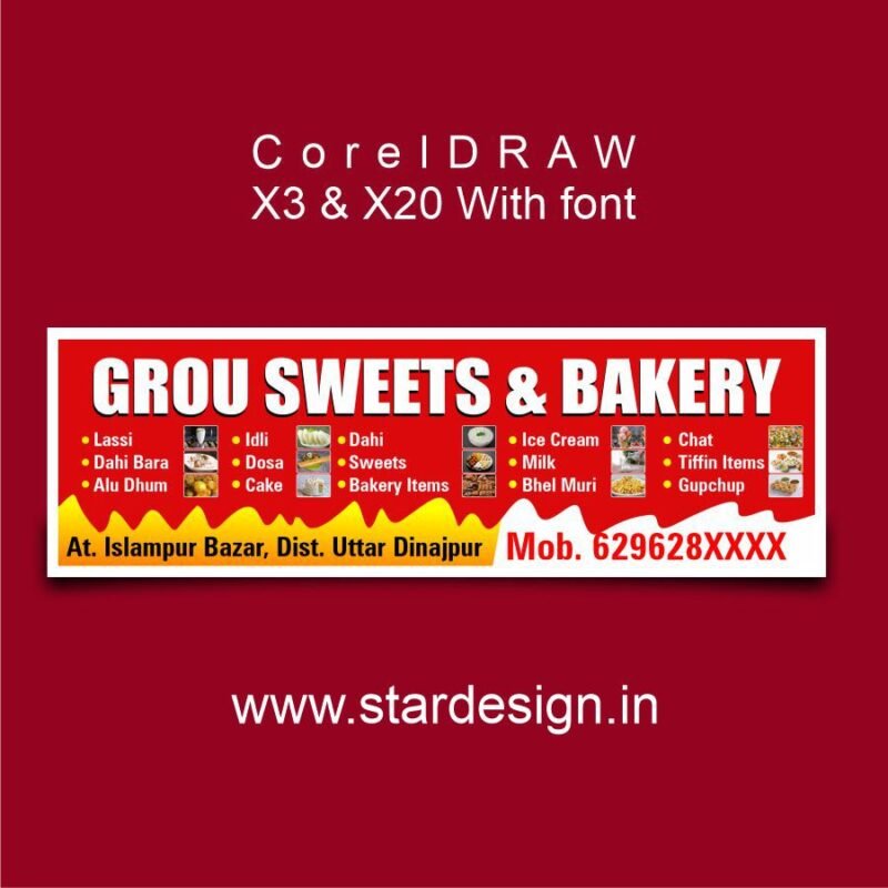 Creative Ramadan Poster Design Ideas for 2025: CDR Files and More 73 Grou Sweets & Bakery Banner CDR File
