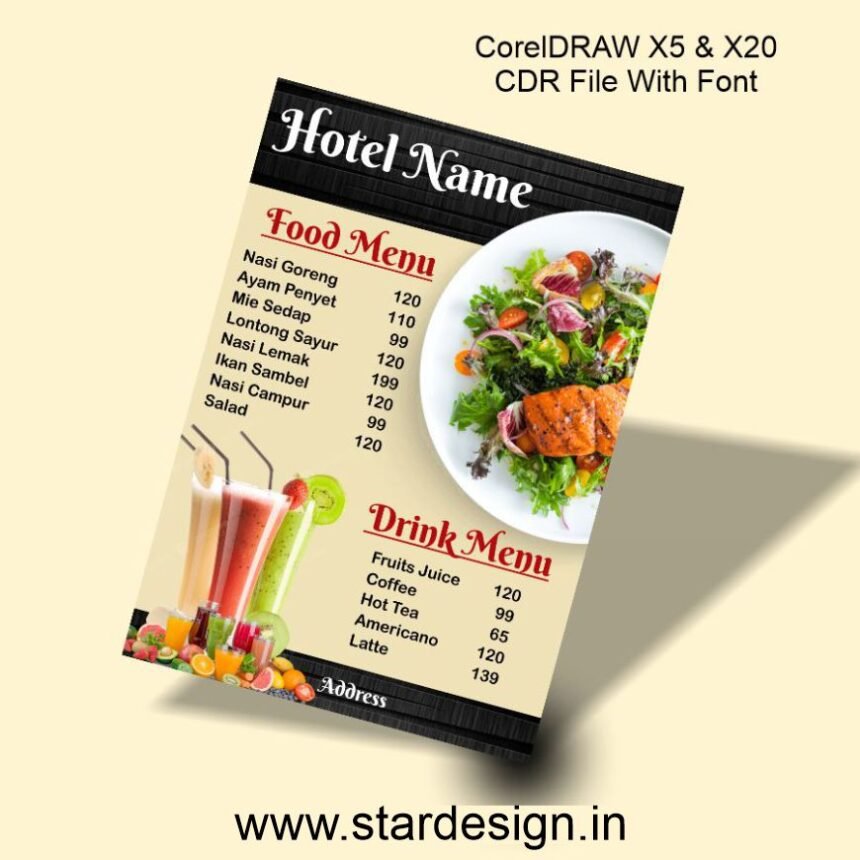 Cd R Restaurant Menu Menu Design For Restaurant CDR File - Star Design