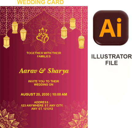 Colored - Wedding Card - Illustrator file
