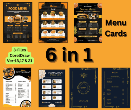 6 in 1 Menu Card Bundle CDR File