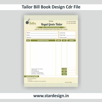 Tailor Bill Book Design Cdr File