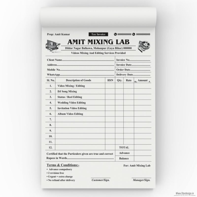 Creative Ramadan Poster Design Ideas for 2025: CDR Files and More 69 Amit Mixing Lab, Video Editing Invoie Bill Book Design Cdr File