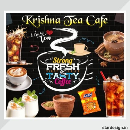 Tea cafe wall wallpaper banner design cdr file