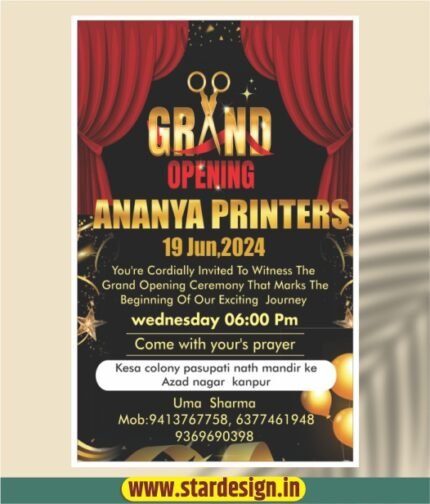 Grand Opening Printing Shop Invitation Card Design Template
