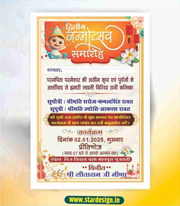GB--January 01 Birthday Invitation Card Design x3