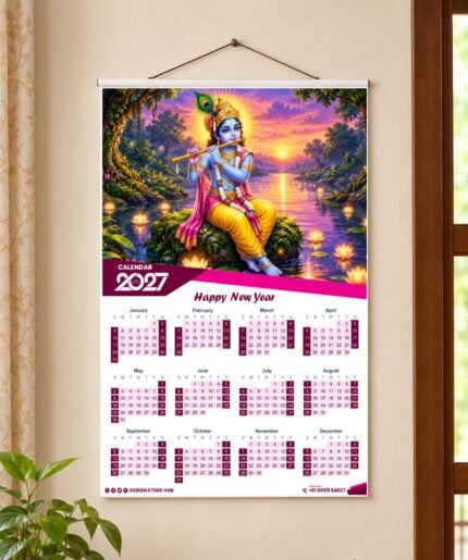 Shri Krishna Calendar 2027 CDR Design | Radha Krishna Wall Calendar