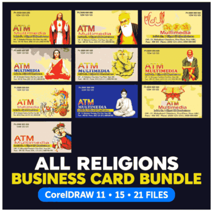 All Religions Business Cards Bundle Pack | Hindu, Sikh, Muslim & Christian Visiting Cards | CorelDRAW CDR