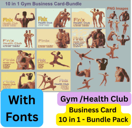 10 Gym & Health Club Business Card Designs Bundle | Editable CorelDRAW CDR Files